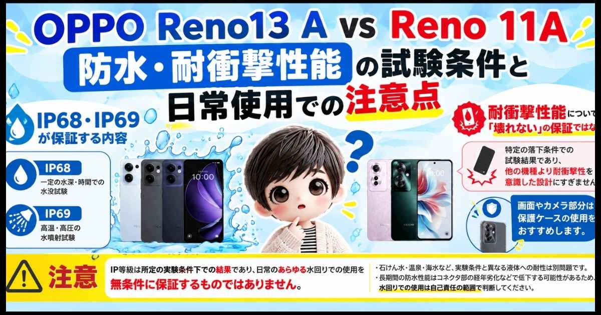防水・耐衝撃性能の試験条件と日常使用での注意点