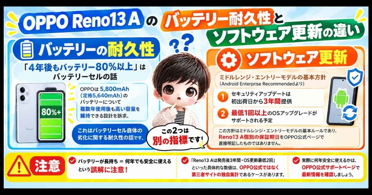 バッテリー耐久性とソフトウェア更新の違い