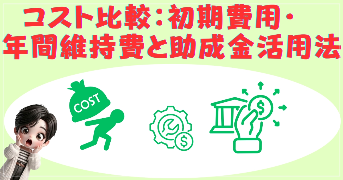 コスト比較：初期費用・年間維持費と助成金活用法