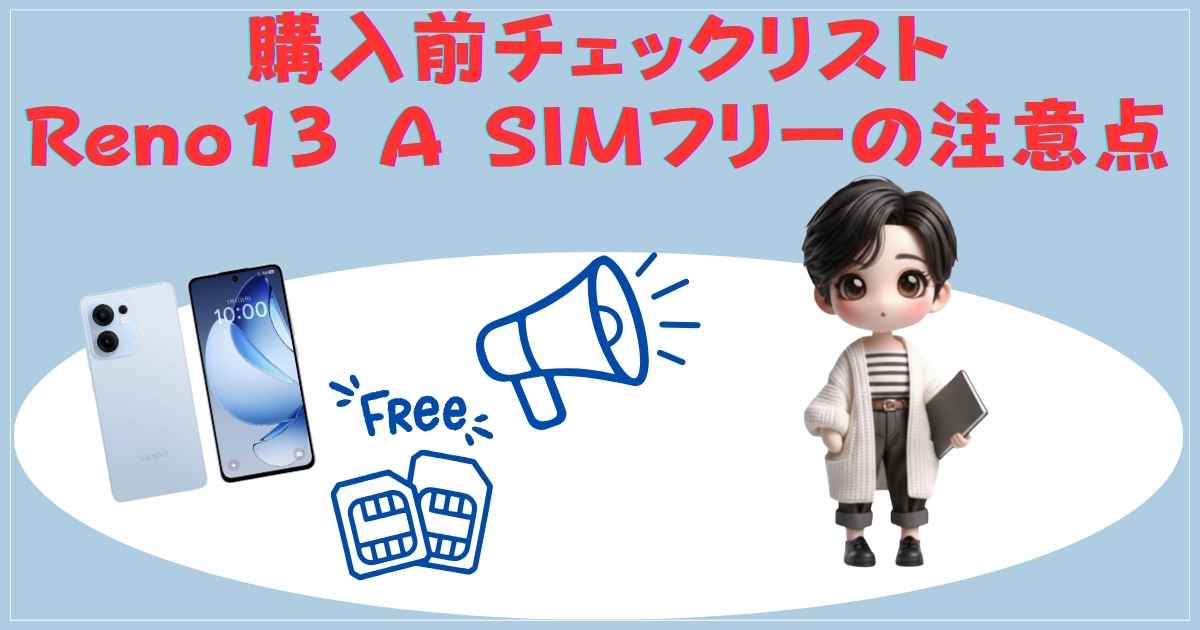 購入前チェックリスト：Reno13 A SIMフリーの注意点
